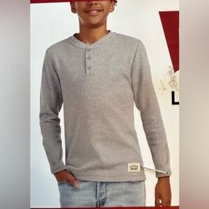 Levi's Gray Long Sleeve‎ Tee with Thermal Knit boys XL 14/16
